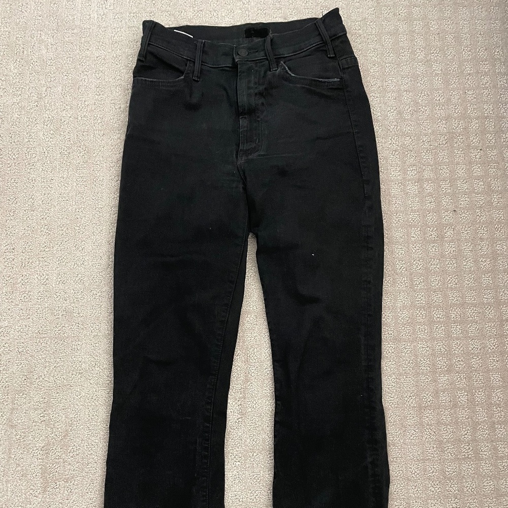 MOTHER HUSTLER ANKLE FRAY JEANS SIZE 25 - BLACK